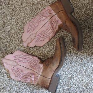 Justin Women's Pink Leather Cowgirl Boots Size 8.5